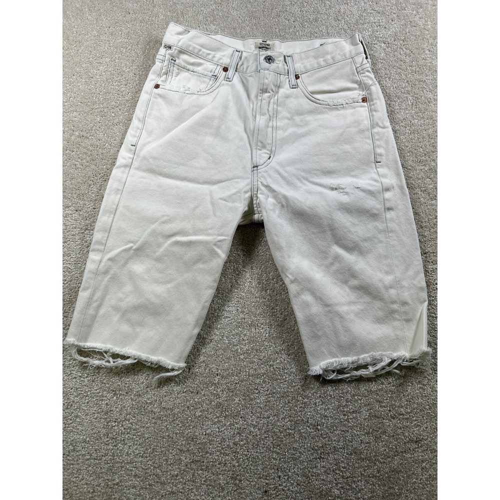Citizens Of Humanity Dree Crop High Rise Slim Straight Cut Off Shorts White 26